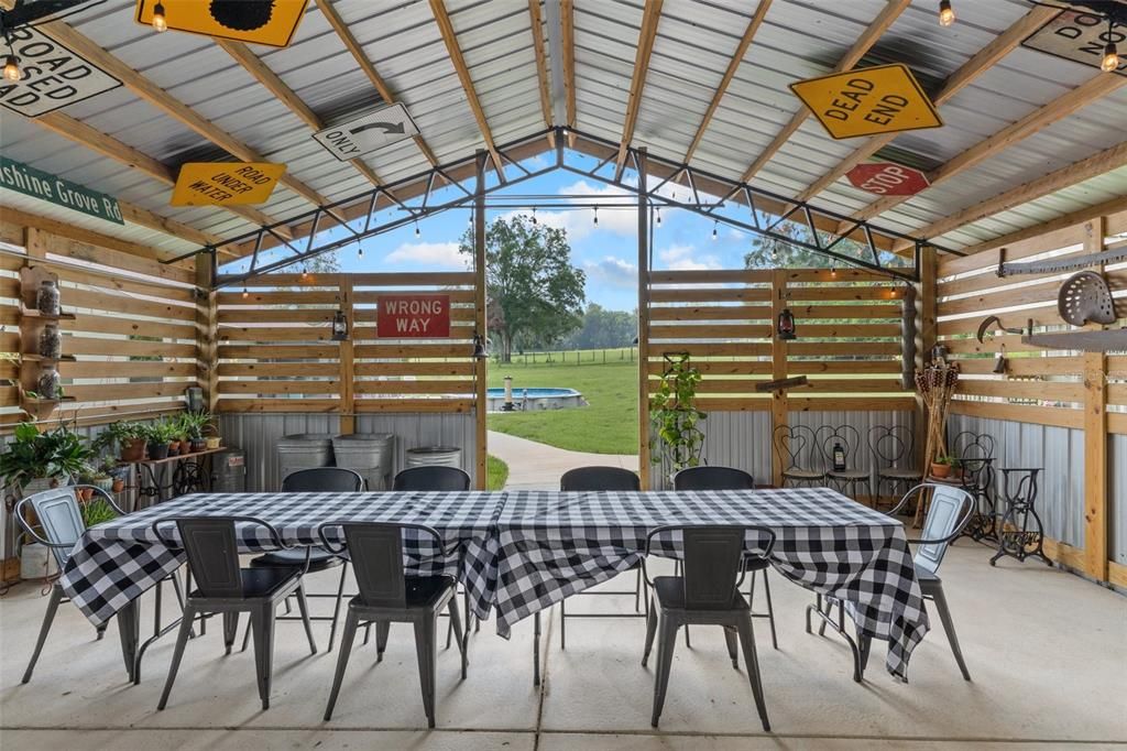 Outdoor kitchen and entertainment building.