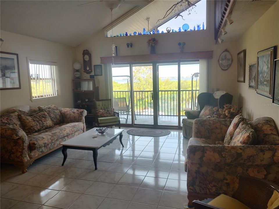 Living room with vaulted ceiling