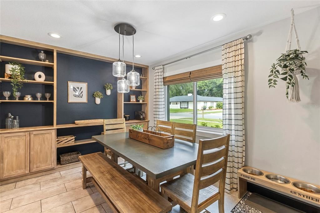 Dining Room with build-in shelves