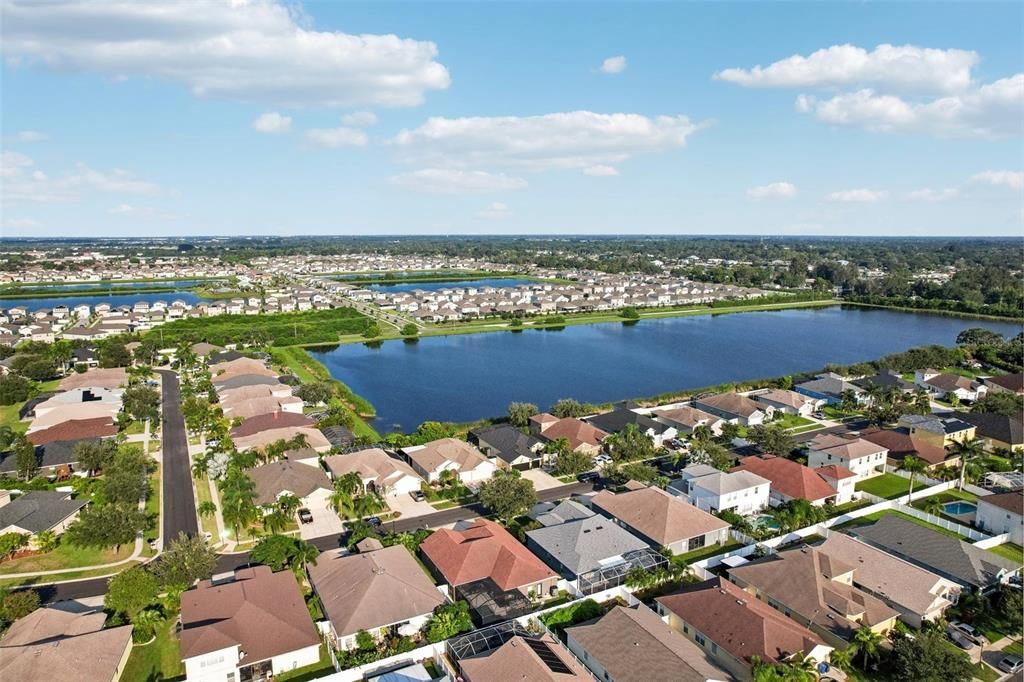 Overhead view eastward facing