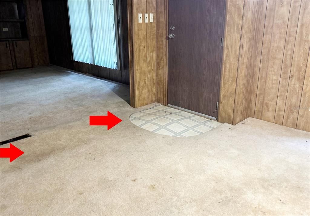 There are holes in the floor that the carpet is covering in ALL ROOMS