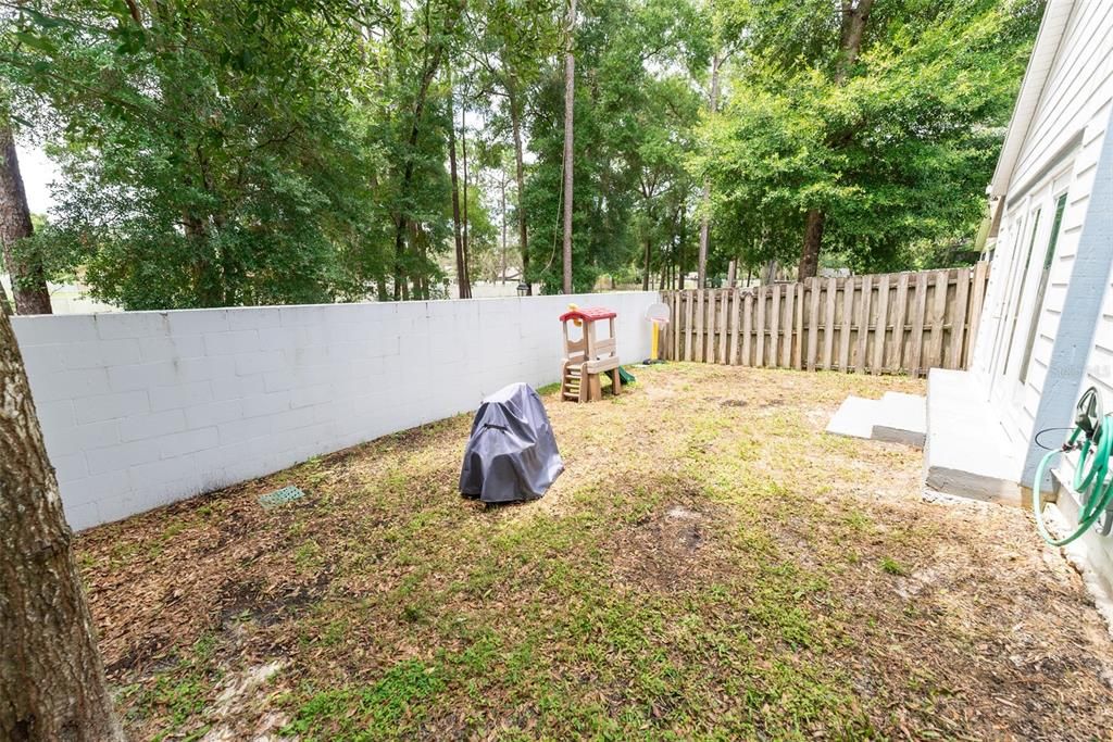 Fenced in backyard