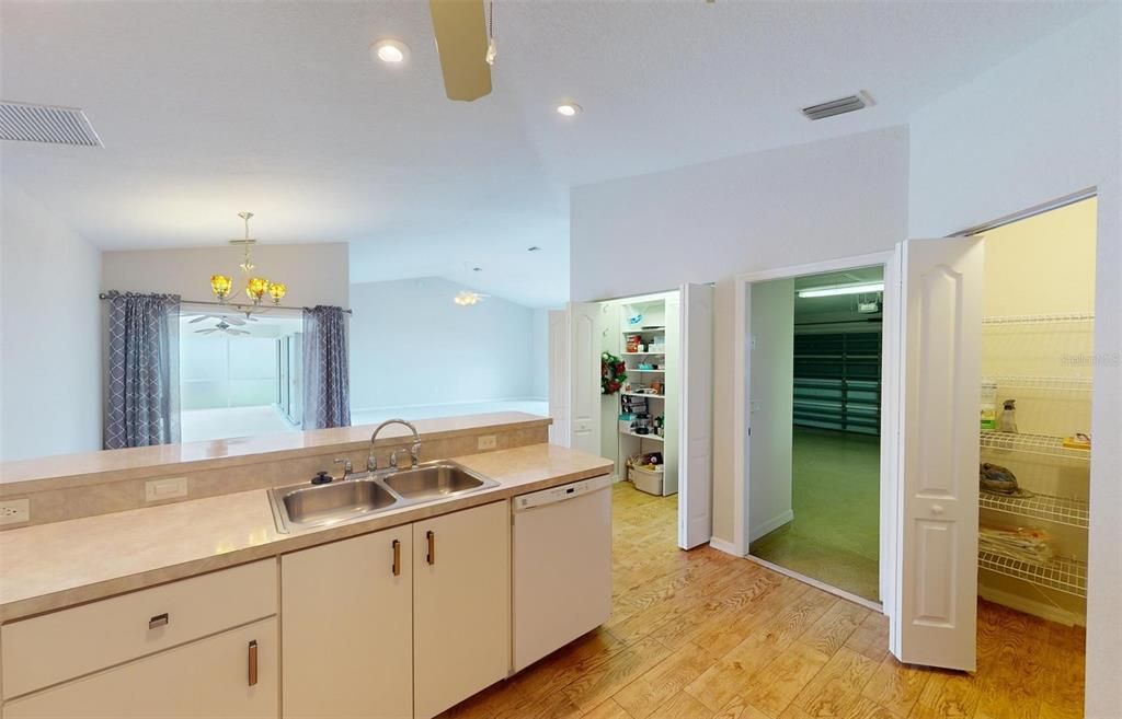 Kitchen leads out to the garage.