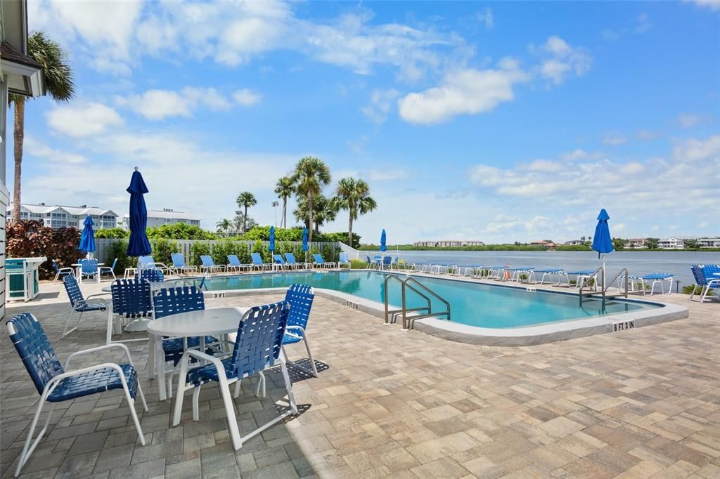 Community pool overlooking the bay