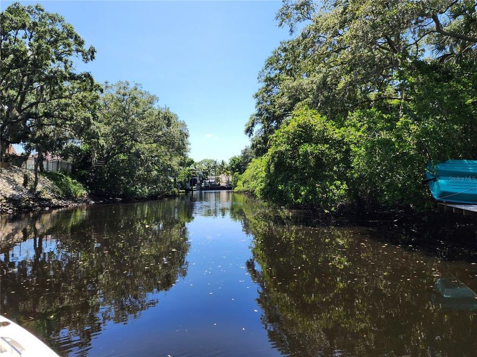 Canal Behind Lot.  Light Green Trees halfway down canal is the lot.