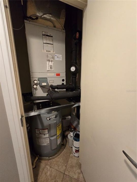 HVAC & hotwater heater, adjacent closet.