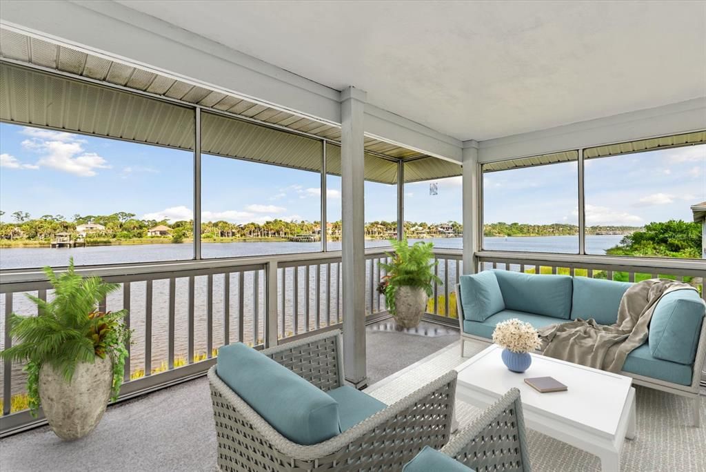 Rear screened lanai, overlooking the intracoastal.