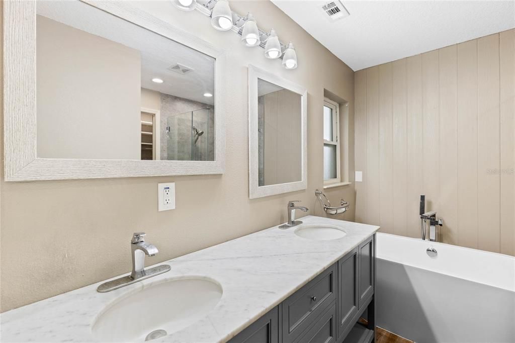 Dual sink vanity in Primary Bathroom