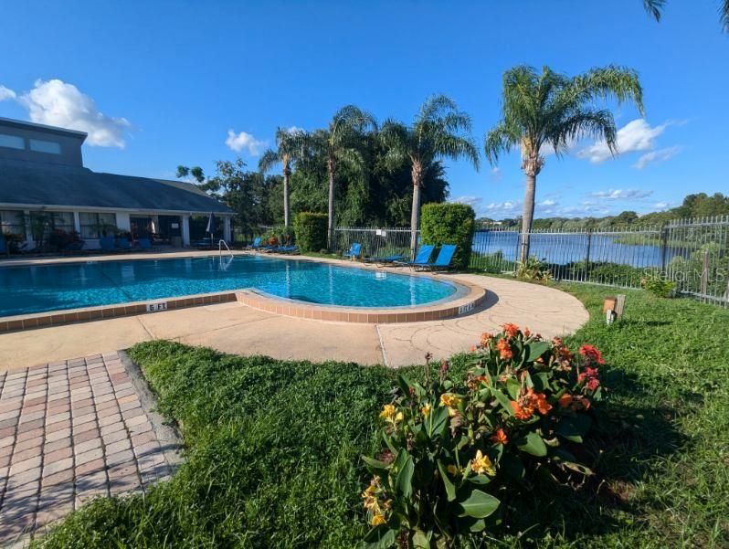 community pool with view of Lake Lotta