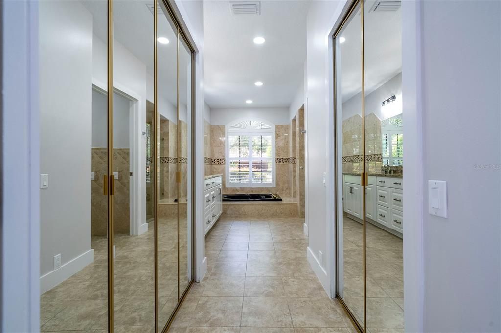 2 large closets space at entry to bathroom