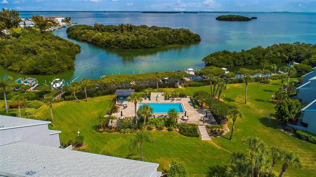 Aerial of Pirates Cove pool