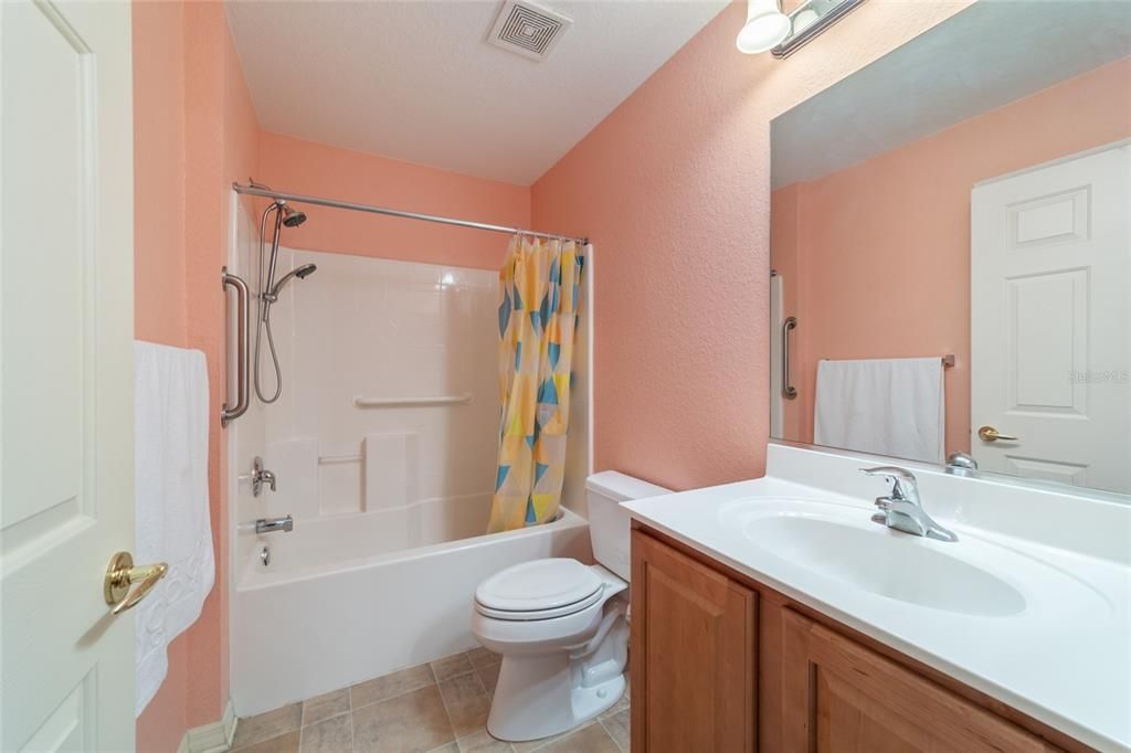 Guest bathroom with private entry to guest bedroom.