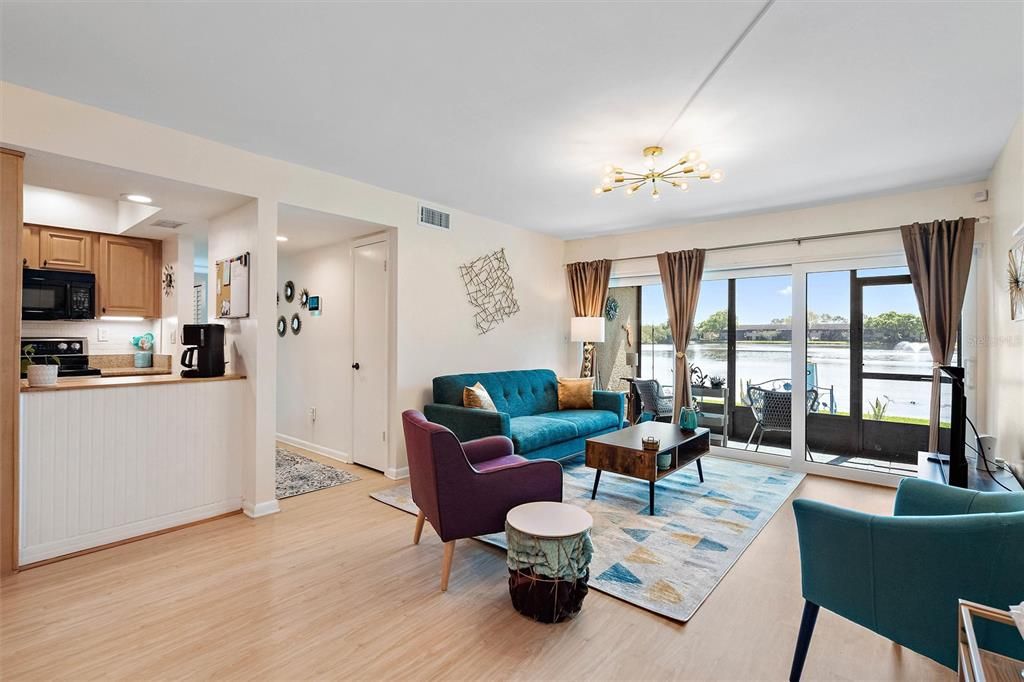 Living Room with views of the lake