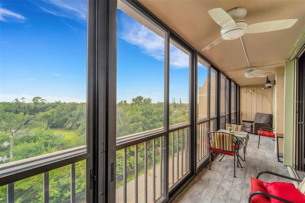 Screened lanai that spans the length of the condo