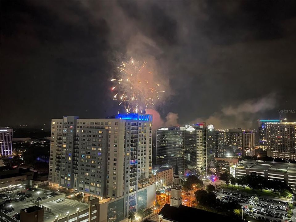 Lake Eola Fireworks View from Unit