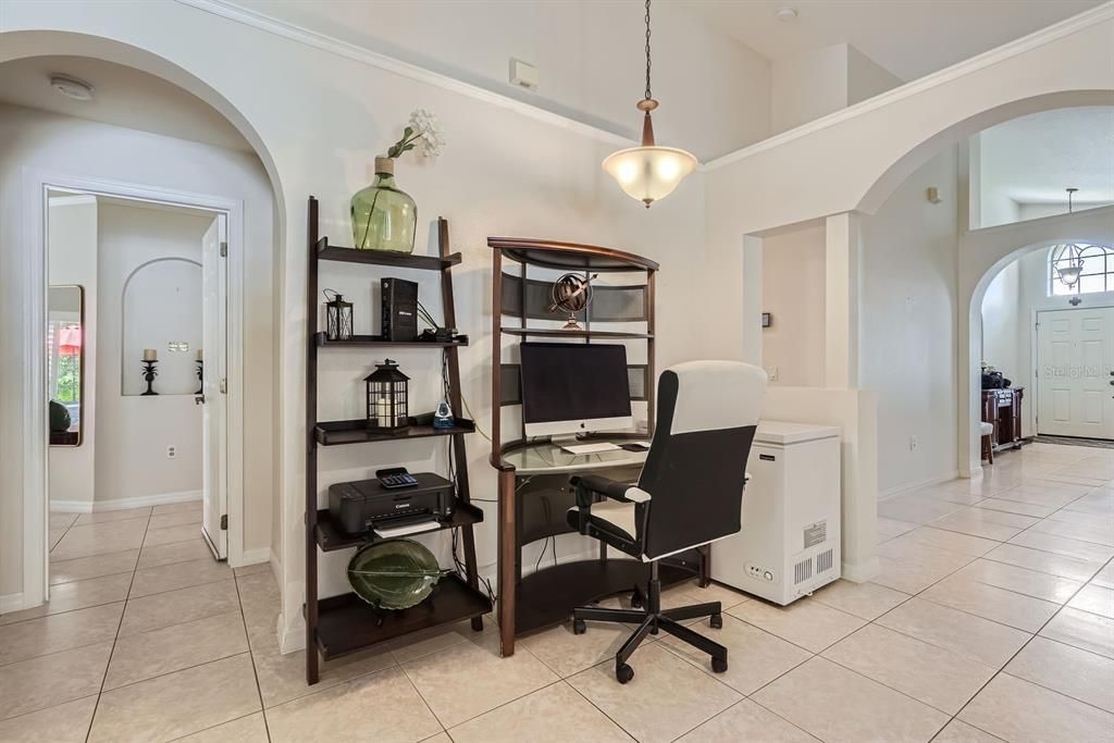 Breakfast nook being used as an office space