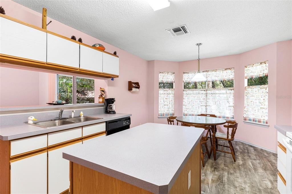 Dining space with bay window