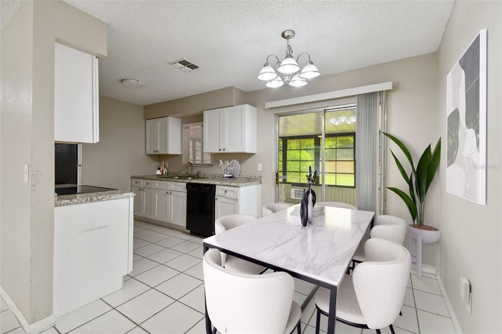 staged dining area