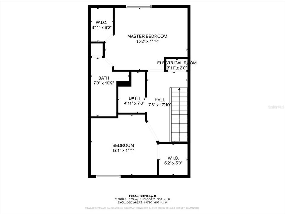 Floor plan with dimensions - second floor