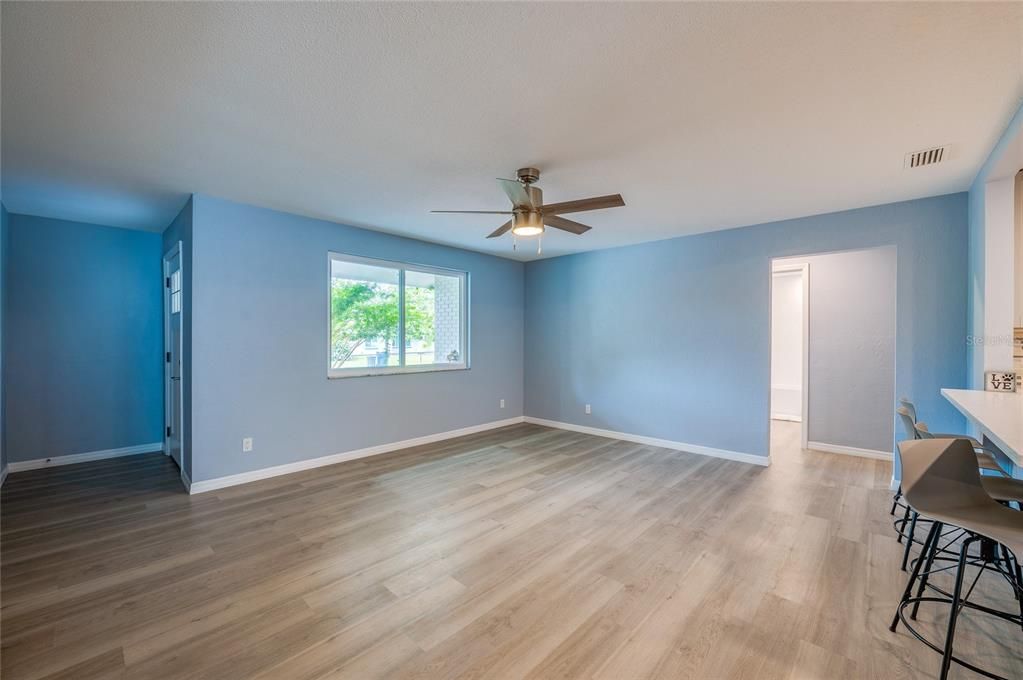 Living room open to new kitchen