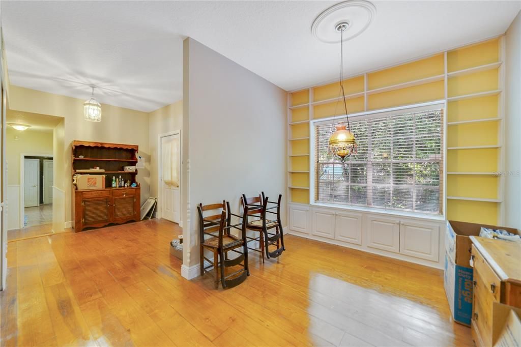 Office area with built in book cases