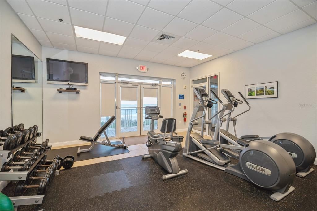 This is the gym at the beach club. Pull up the shades and enjoy the ocean views!