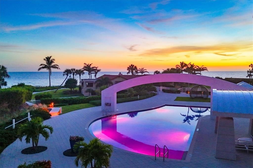 Aria pool at twilight