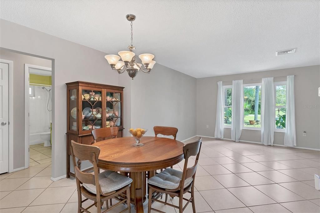 Dining area and living room