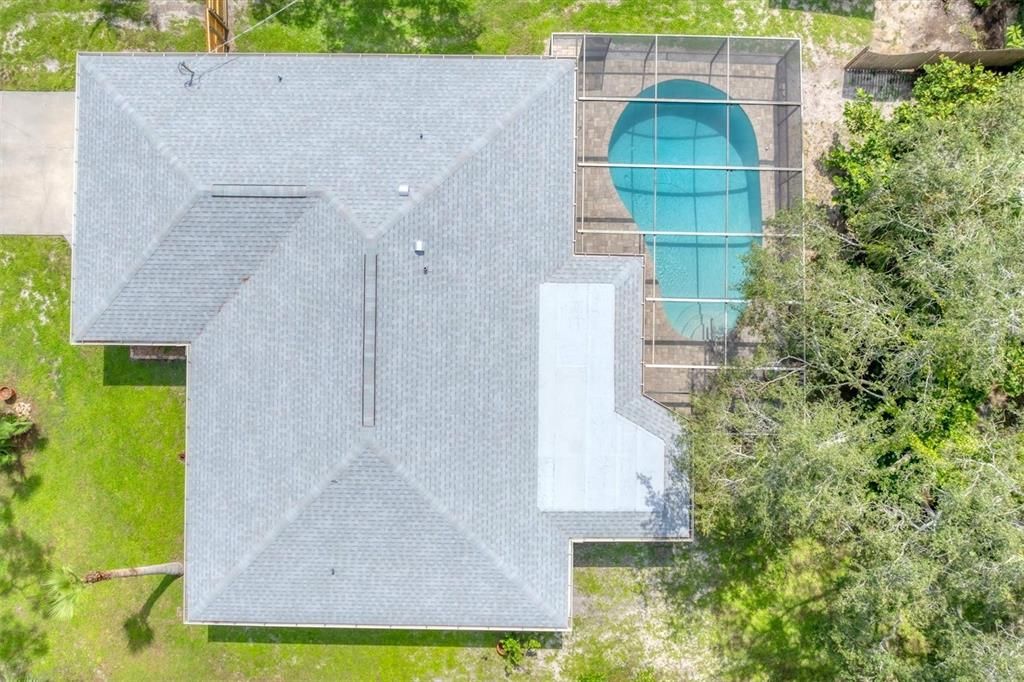 Aerial of home, new roof 2021