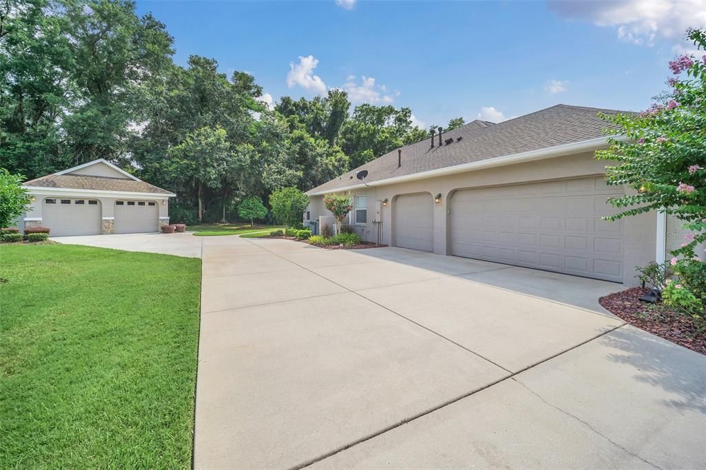 5 car garage...3 attached and 2 detached