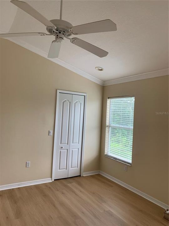 Master bedroom ceiling fan and closet