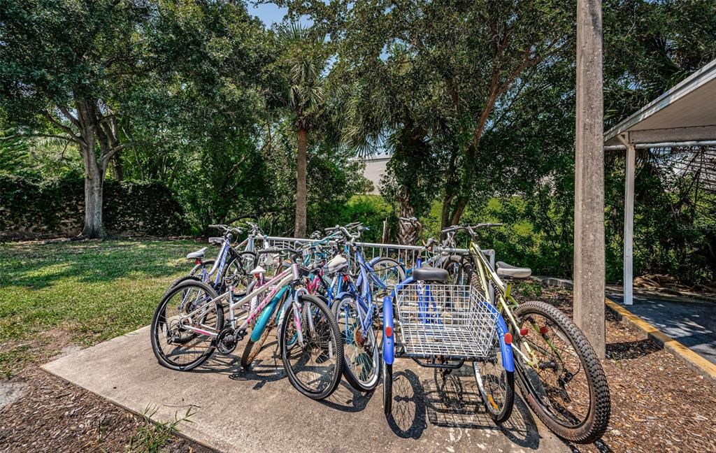 A practical bike rack in a designated storage area, providing a convenient place to securely park your bike.