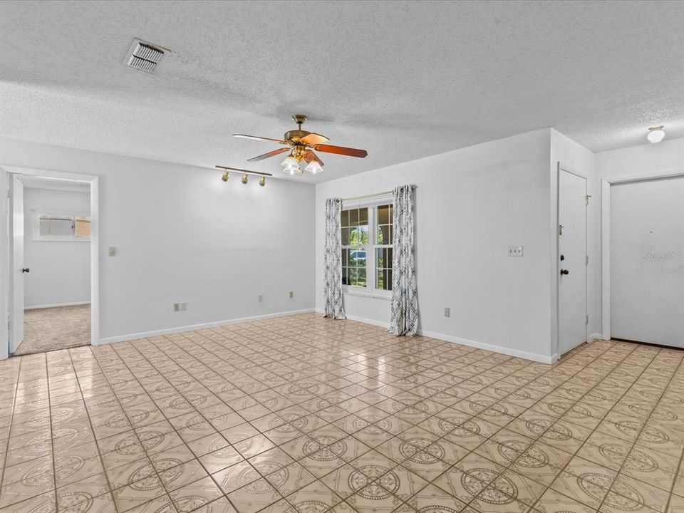 Livingroom from Hallway with Primary Bedroom entrance