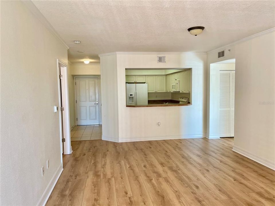 Living room looking toward kitchen