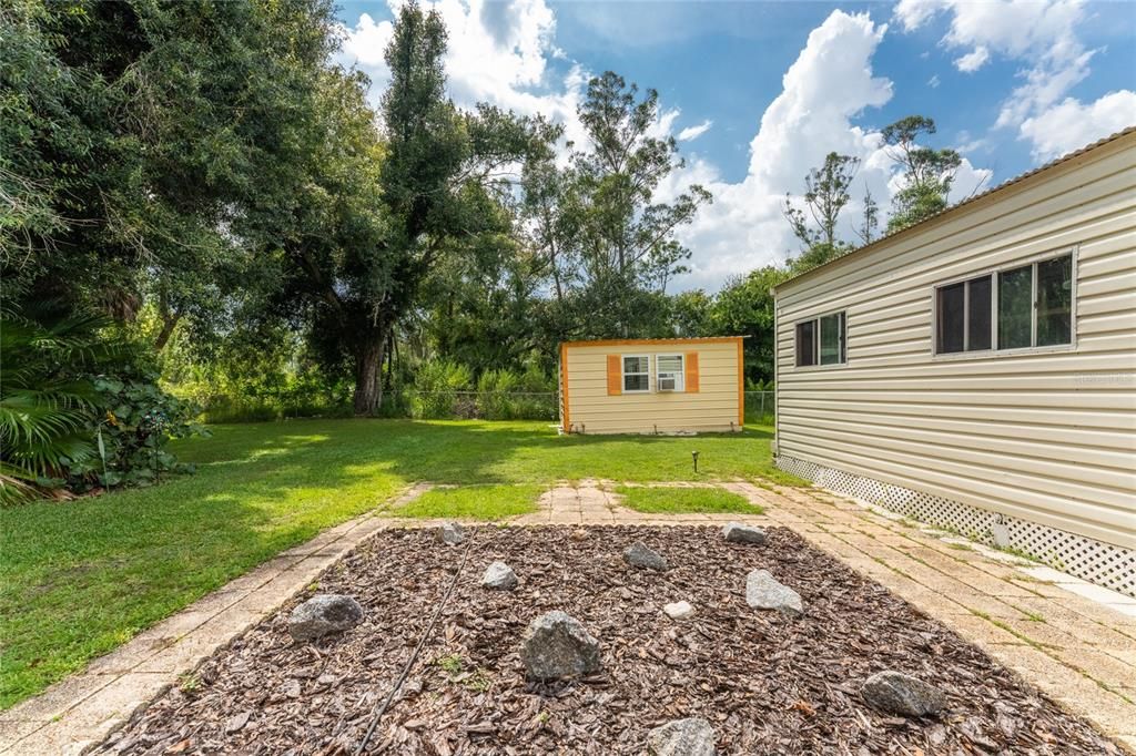 Large, fenced backyard