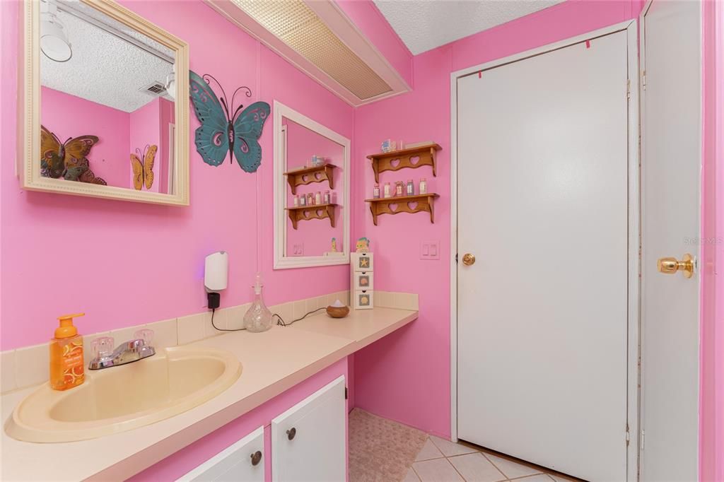 Guest Bath with large linen closet