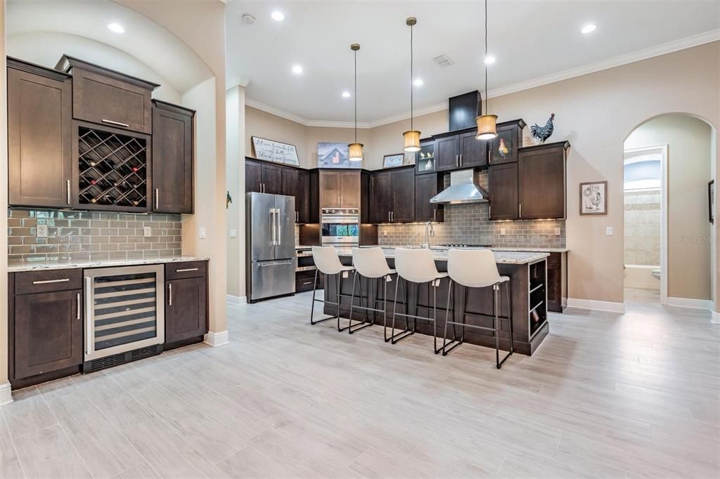 Bar with wine fridge!