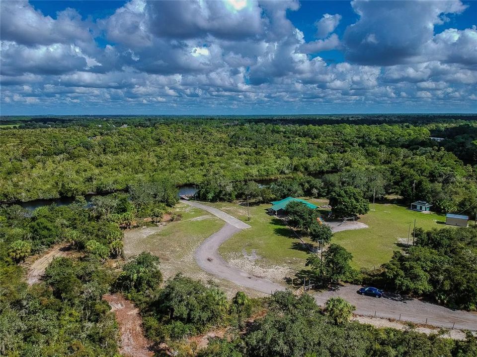 aereal view of the Little Manatee River and pavillion from Sundance marina