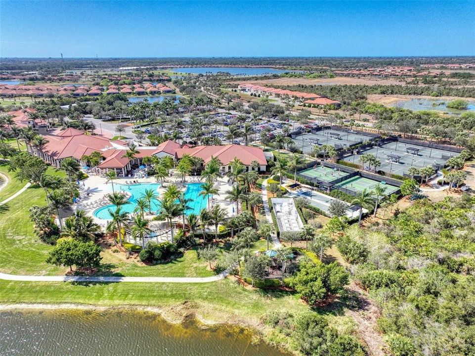 The amenities center from the air