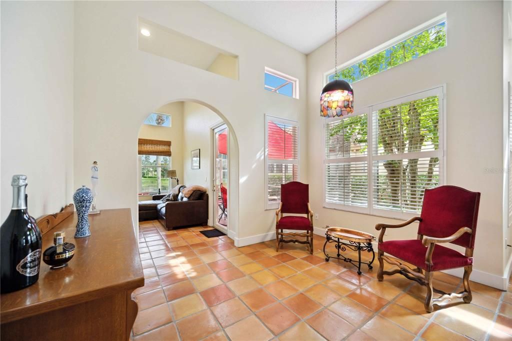 The formal living room and architectural features