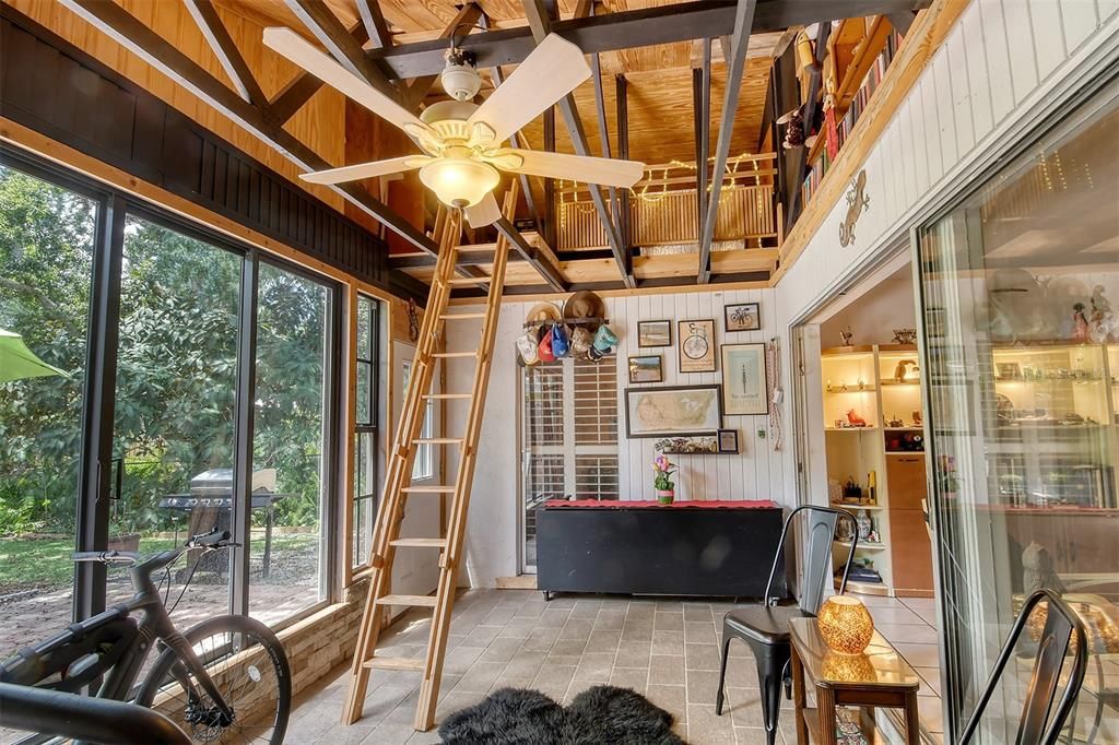 The child's loft is at the top of the stairs....