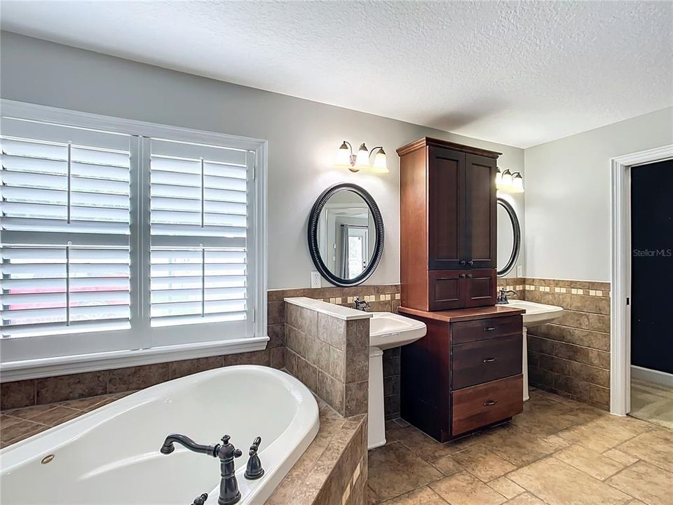 Soaking tub, house has tankless water heater to ensure you never get cold.