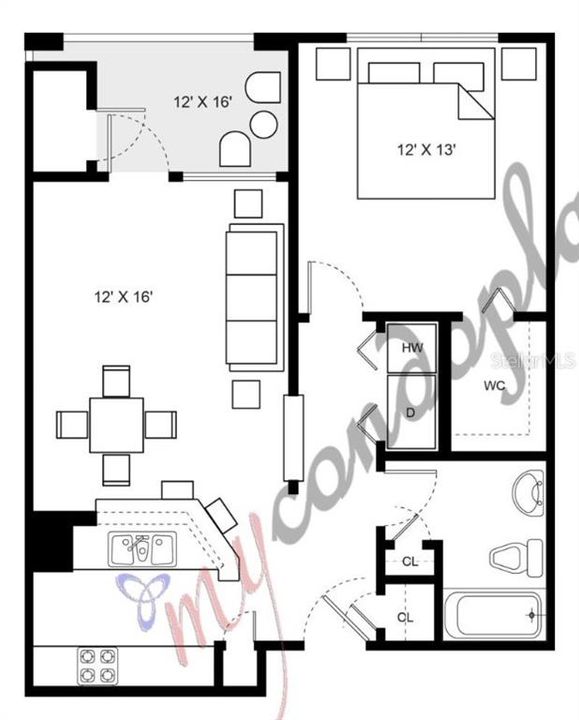 Active With Contract: $1,995 (1 beds, 1 baths, 654 Square Feet)