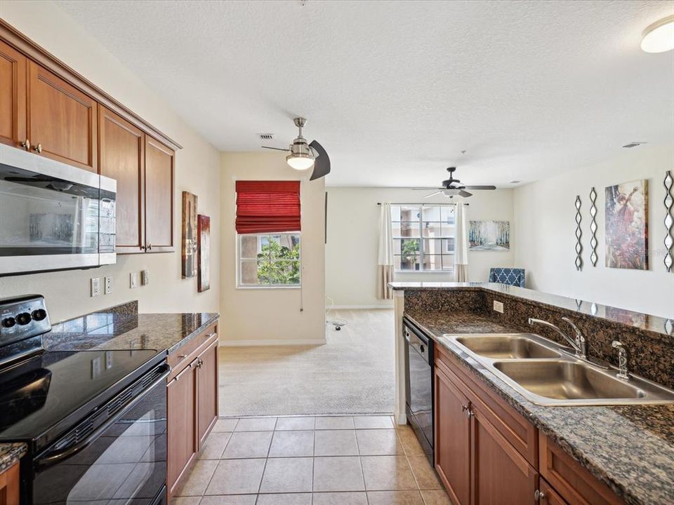 Kitchen with granite countertops