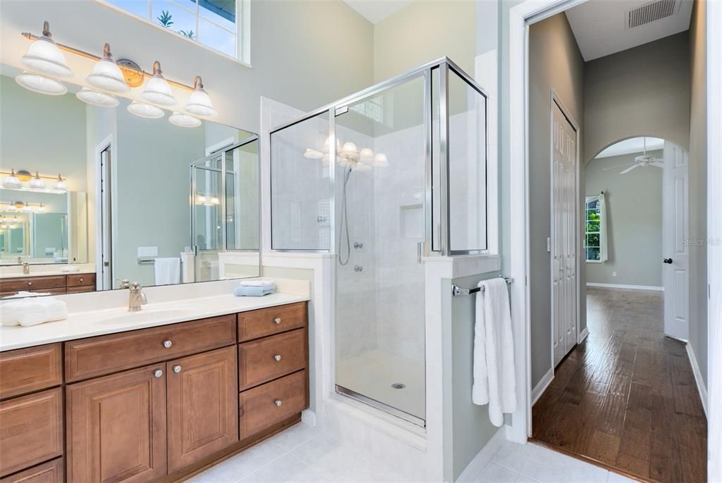 Large tile walk-in shower