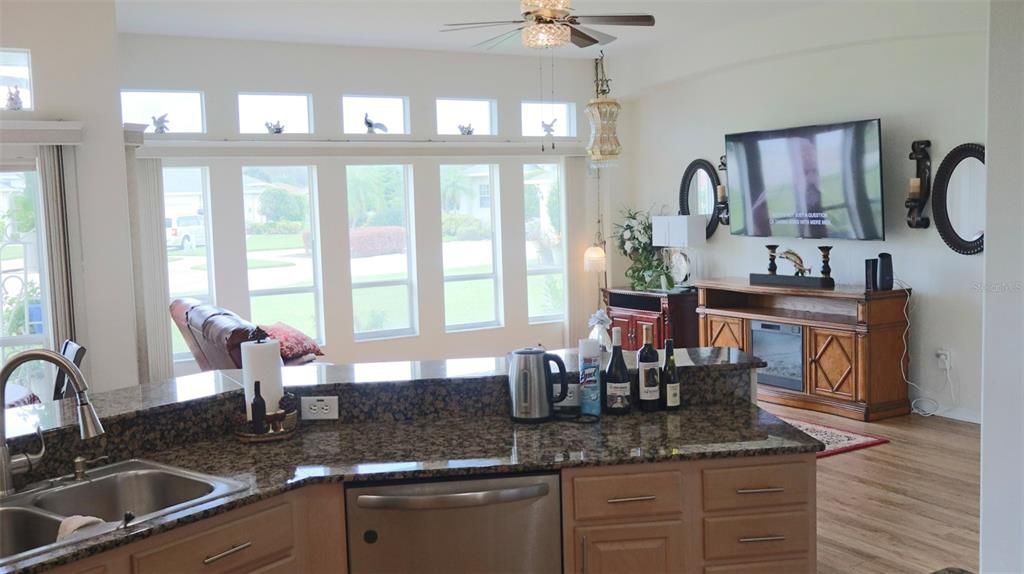 Kitchen view to living room