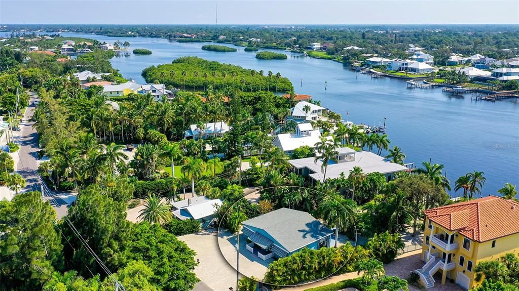 Aerial looking down intracoastal.