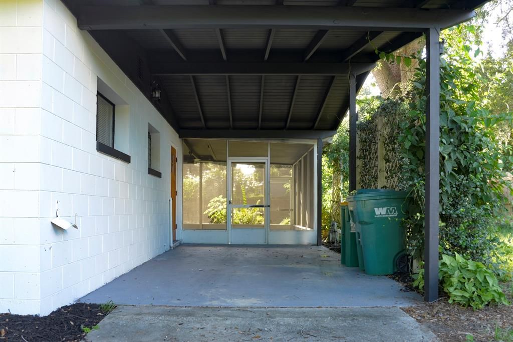 Carport leads to the porch