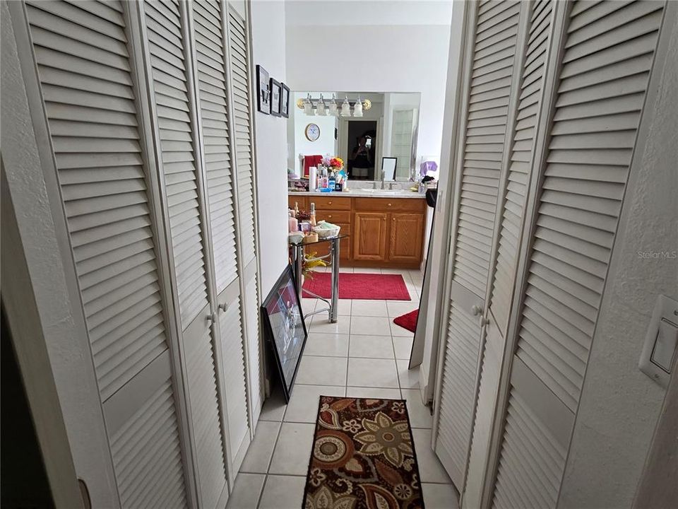 Double closets into the ensuite bathroom