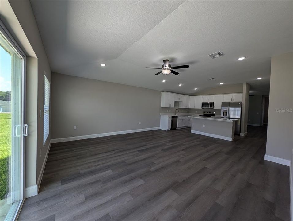 Kitchen, Dining, and second living area